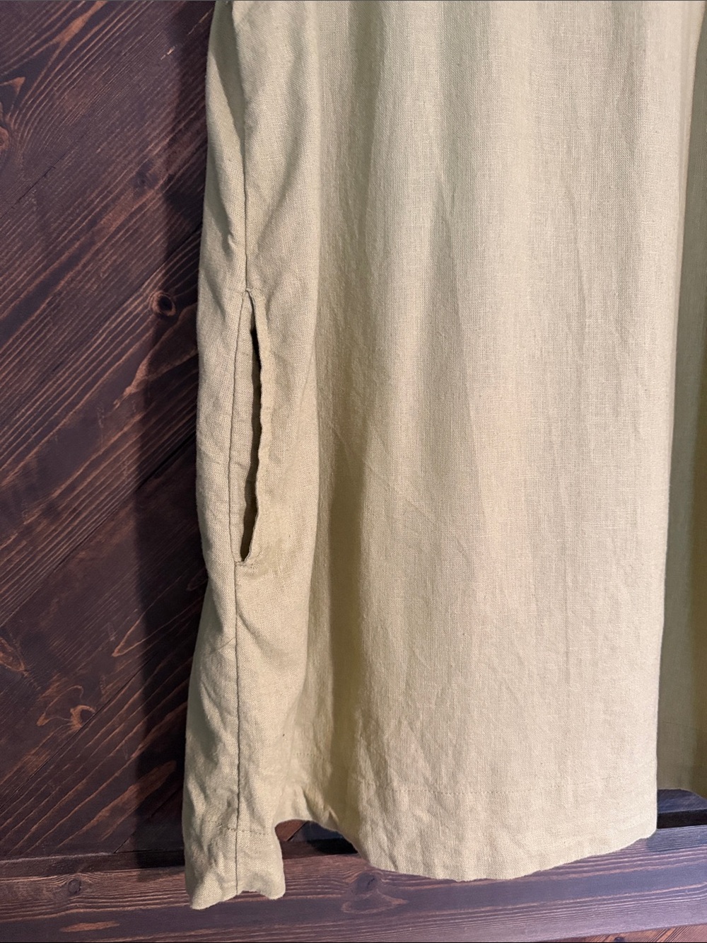 Free People Avocado/Sage Linen Shift Dress - Picture 3 of 5